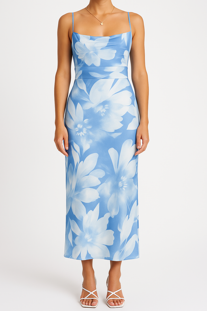 Women's Bodycon Dress – Slim Fit – Spaghetti Straps – Floral Pattern – Full Length