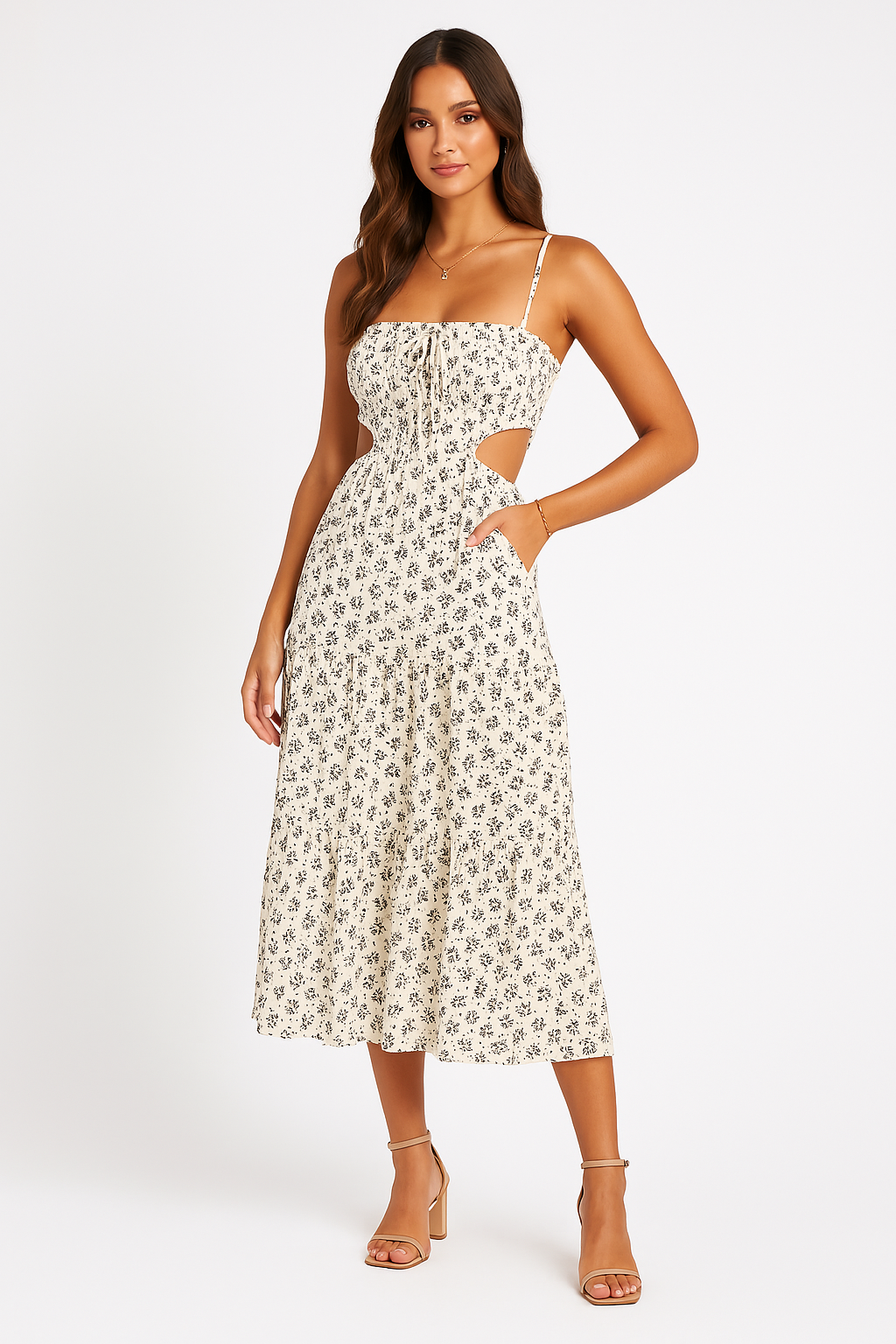 Women's Maxi Dress – Sleeveless V-Neck – A-Line Skirt – Lightweight Breathable Material