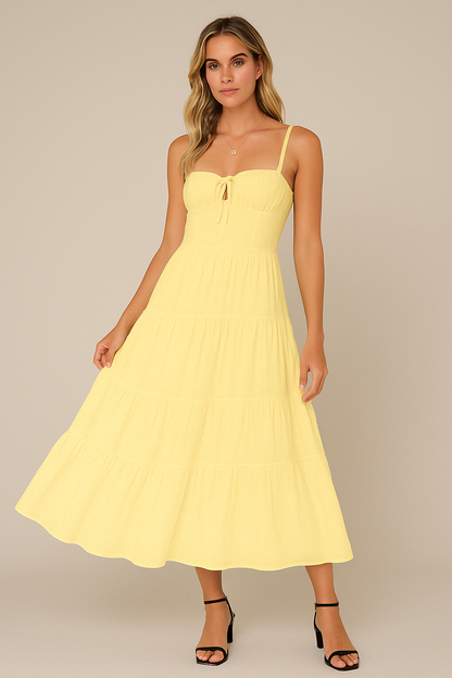 Women's Maxi Dress – Light and Breathable – Sleeveless – Spaghetti Straps – Low Back – Fitted Bodice