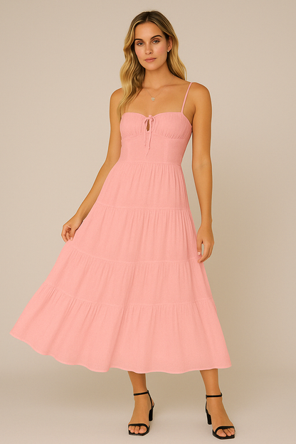 Women's Maxi Dress – Light and Breathable – Sleeveless – Spaghetti Straps – Low Back – Fitted Bodice