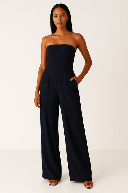 Women's Jumpsuit – Strapless – Slim Waist – Wide Leg Pants – Elegant Party Look