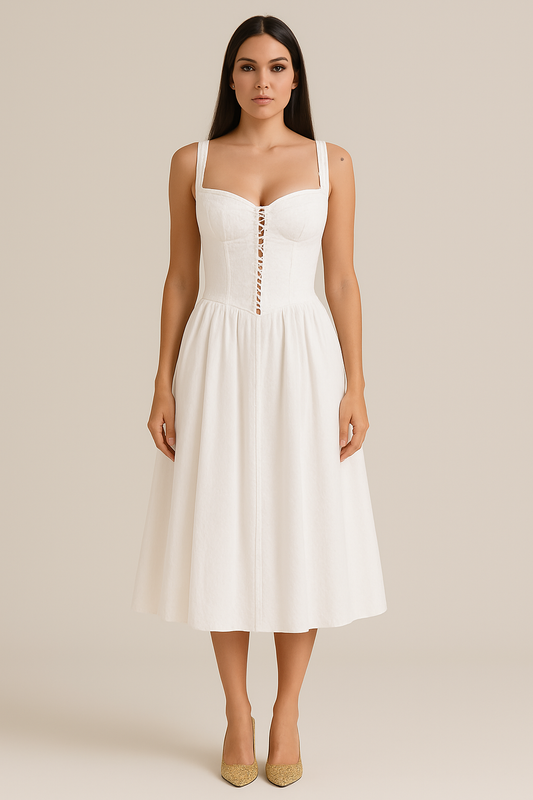 Dress for Women – Off-shoulder – Fitted Bodice – Lace – Midi Length – Elegant Cut