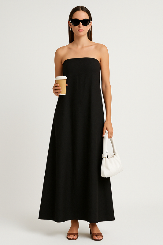 Dress for Women – Strapless Maxi Dress – Relaxed Fit – Open Back – Natural Fibers