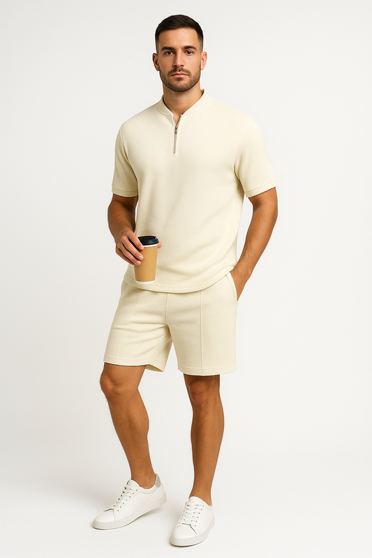 Men's Loungewear Set – Relaxed Fit – Soft Waffle Knit – Breathable Comfort