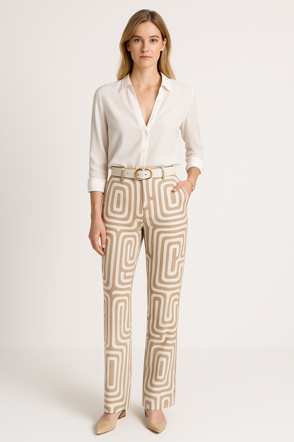 Women's Shirt – Loose Fit – Cotton Blend – Button Closure – Long Sleeves