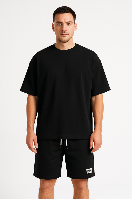 Men's Training Set – Relaxed Fit – Short-Sleeved Top & Knee-Length Shorts – Breathable Cotton