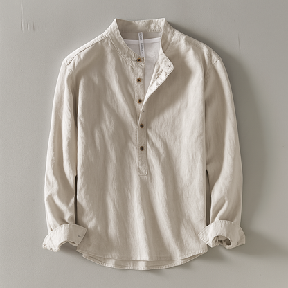 Mandarin Collar Linen Shirt for Men – Relaxed Everyday Comfort