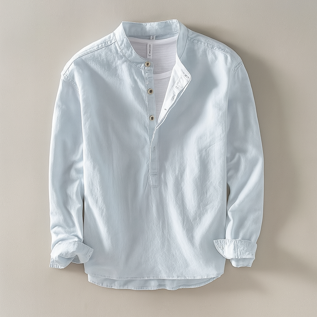 Mandarin Collar Linen Shirt for Men – Relaxed Everyday Comfort