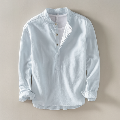 Mandarin Collar Linen Shirt for Men – Relaxed Everyday Comfort