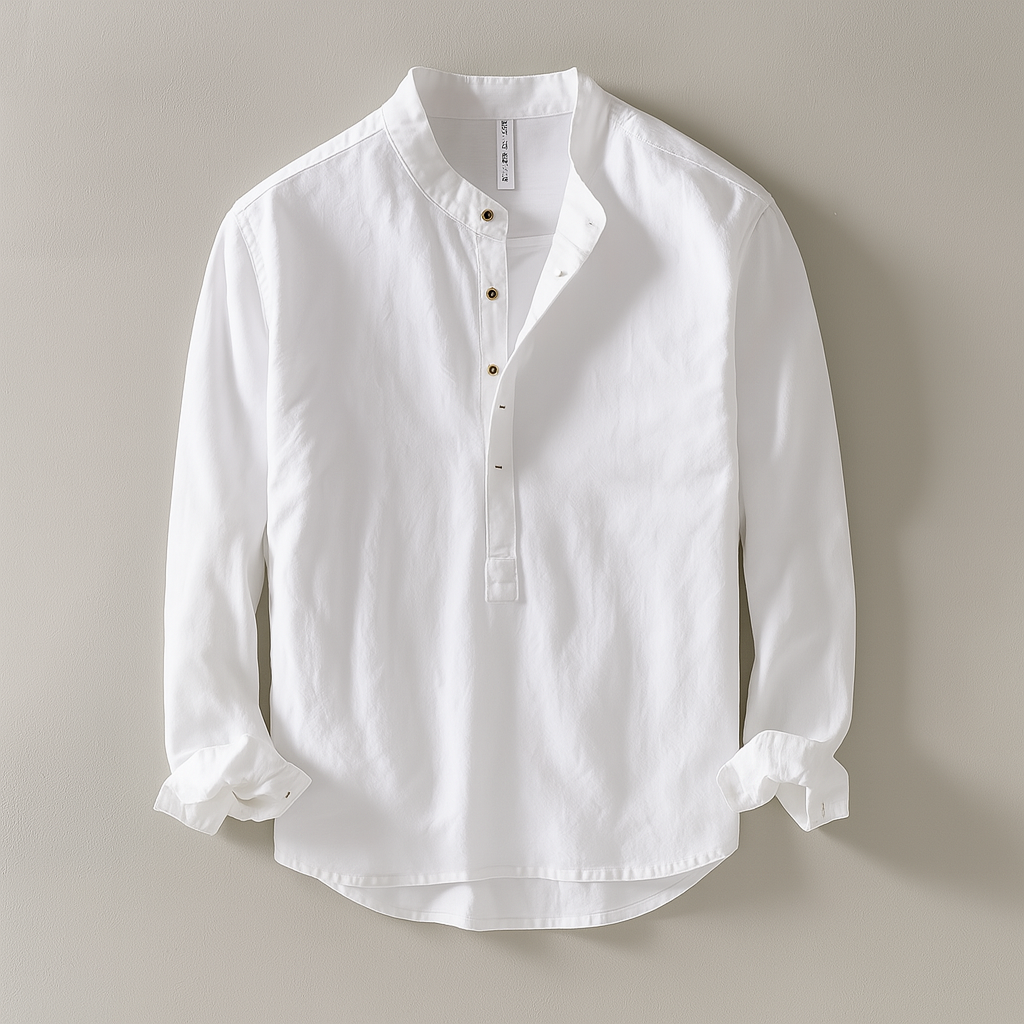 Mandarin Collar Linen Shirt for Men – Relaxed Everyday Comfort