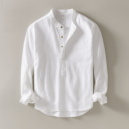 Mandarin Collar Linen Shirt for Men – Relaxed Everyday Comfort