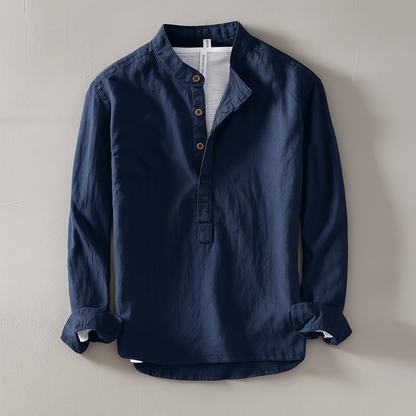 Mandarin Collar Linen Shirt for Men – Relaxed Everyday Comfort