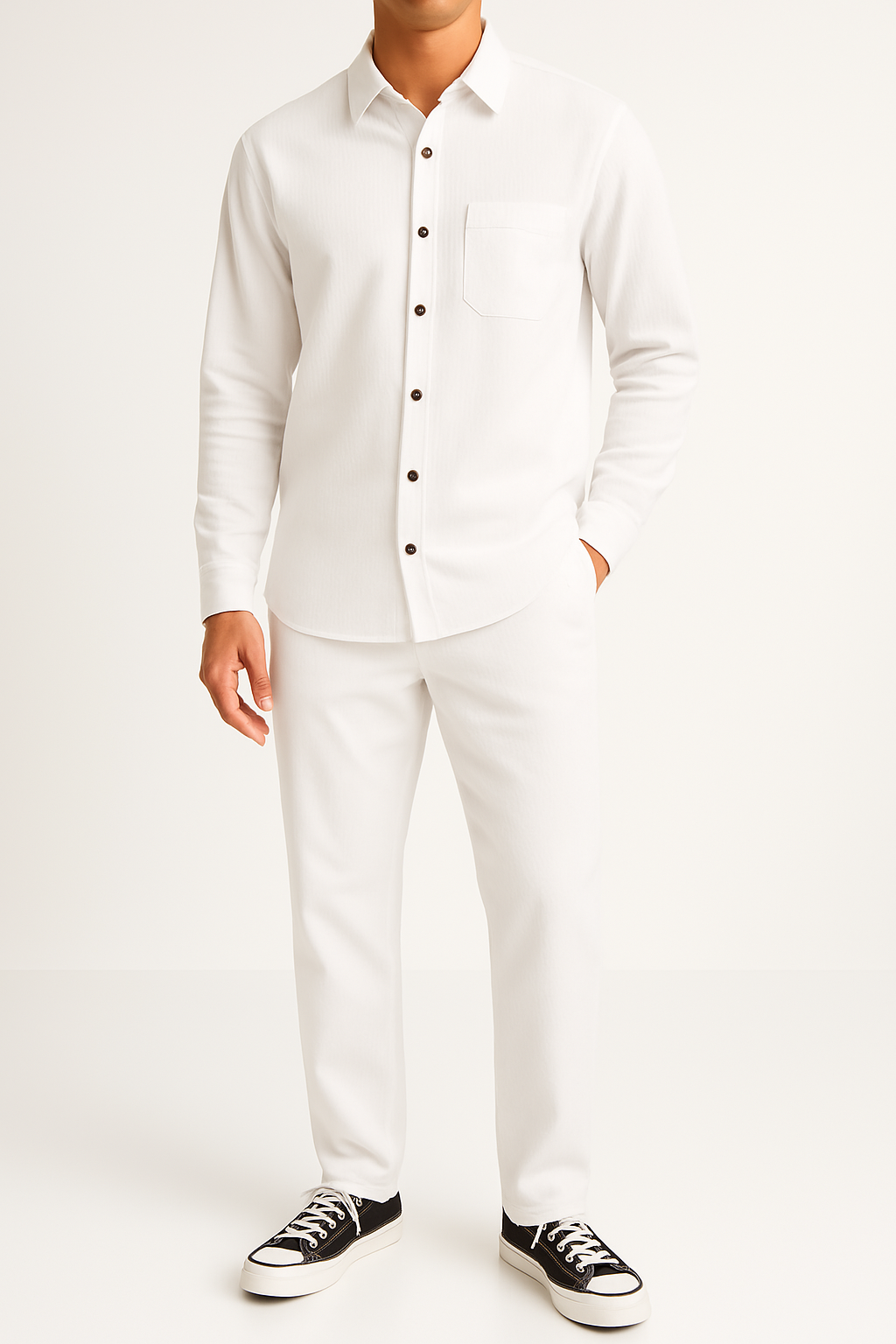 Men's Set with Shirt and Pants – Corduroy – Relaxed Fit – Button Closure