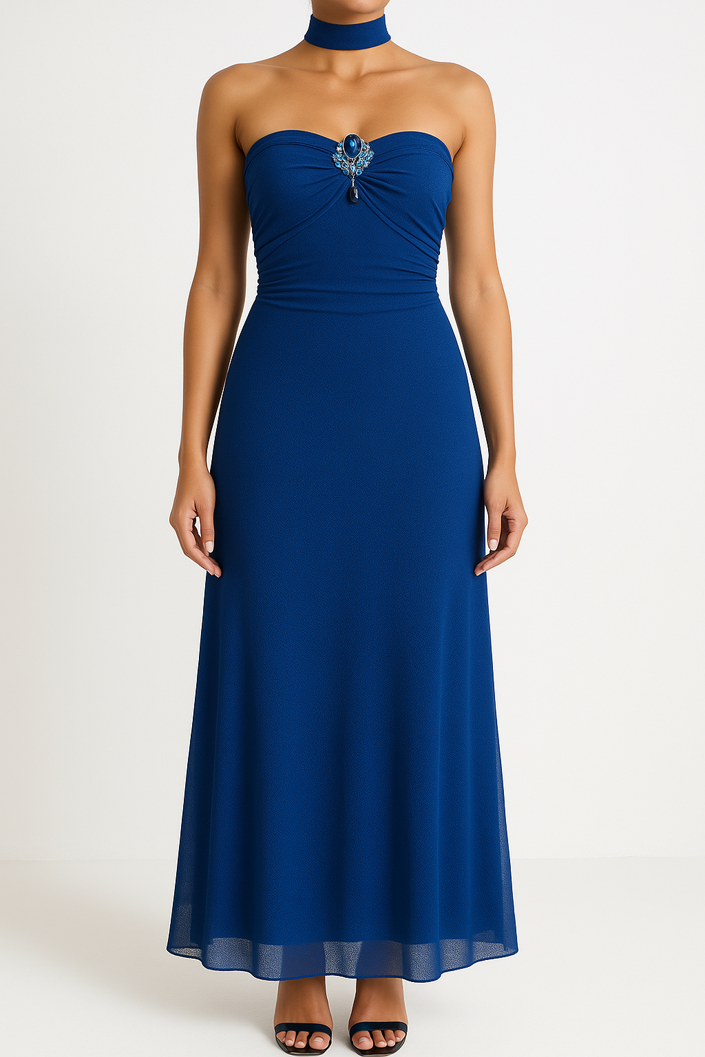 Dress for Women – Strapless Evening Dress – Slim Fit – Mesh – Floor Length – Party Wear