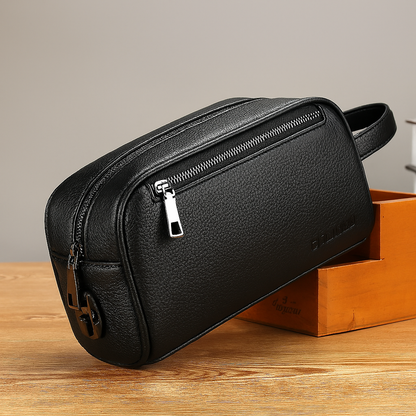 James Structured Pouch Bag | Pebbled Texture Zipper Closure Pouch Bag