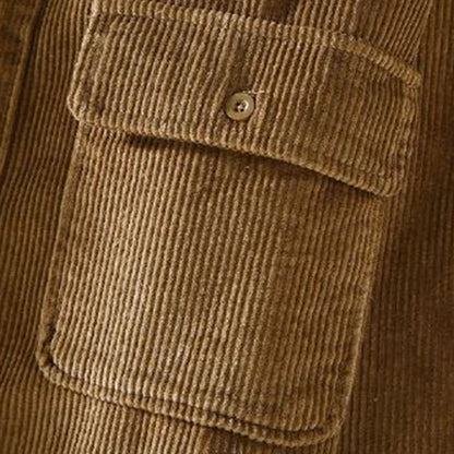 Men's Shirt Jacket - Corduroy - Lined - Button Closure - Casual and Durable Design