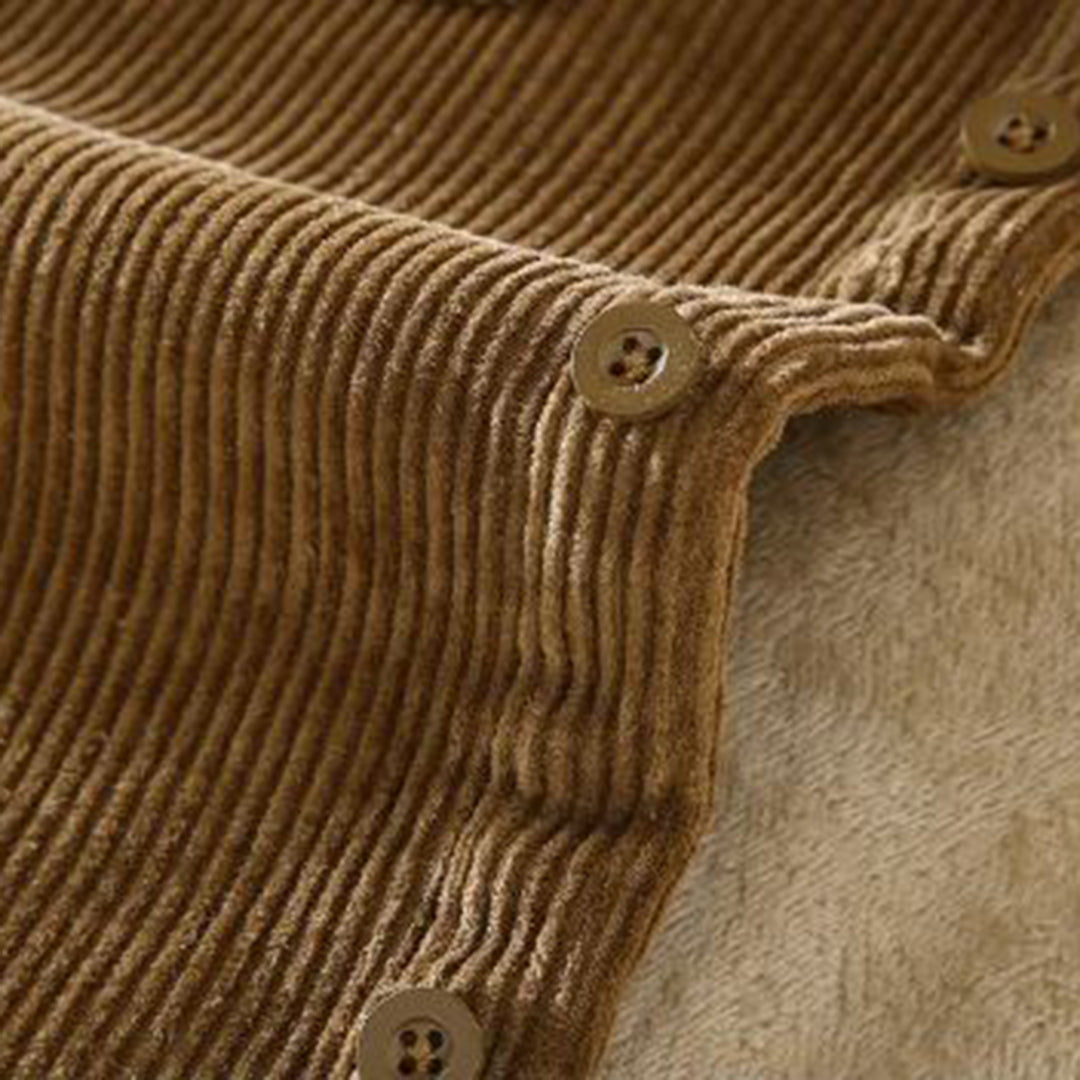 Men's Shirt Jacket - Corduroy - Lined - Button Closure - Casual and Durable Design