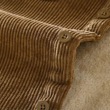 Men's Shirt Jacket - Corduroy - Lined - Button Closure - Casual and Durable Design