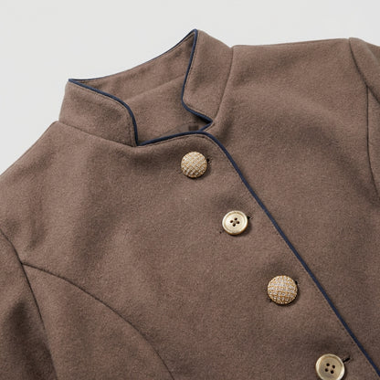 Tailored Stand Collar Jacket for Women – Timeless Sophistication & Refined Style