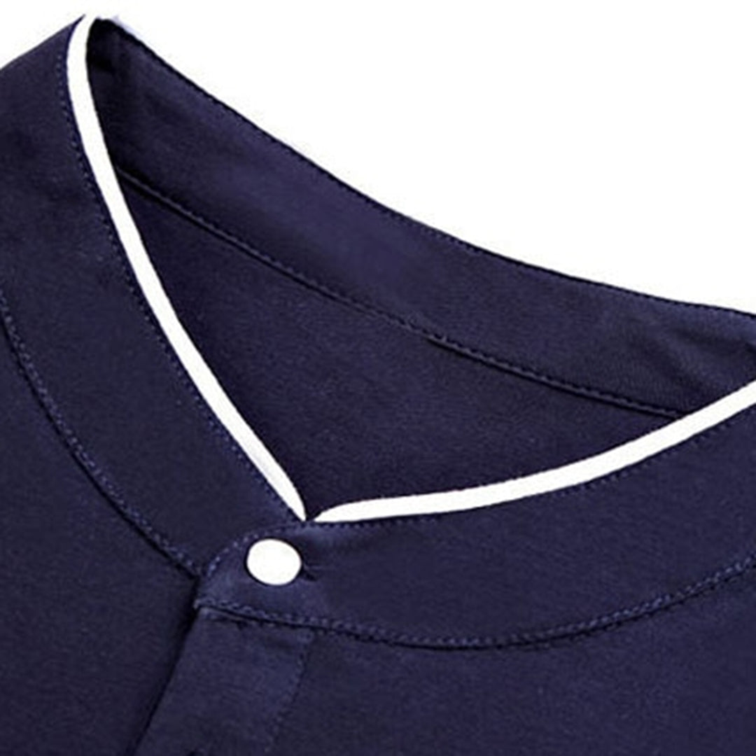 Men's Shirt - Slim Fit - Mandarin Collar - Long Sleeve - Half Button Closure