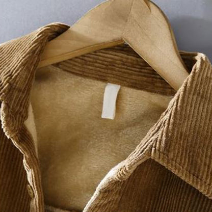 Men's Shirt Jacket - Corduroy - Lined - Button Closure - Casual and Durable Design