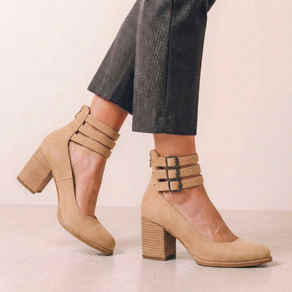 Vintage Buckle Strap Heels for Women – Timeless Elegance & Confident Comfort