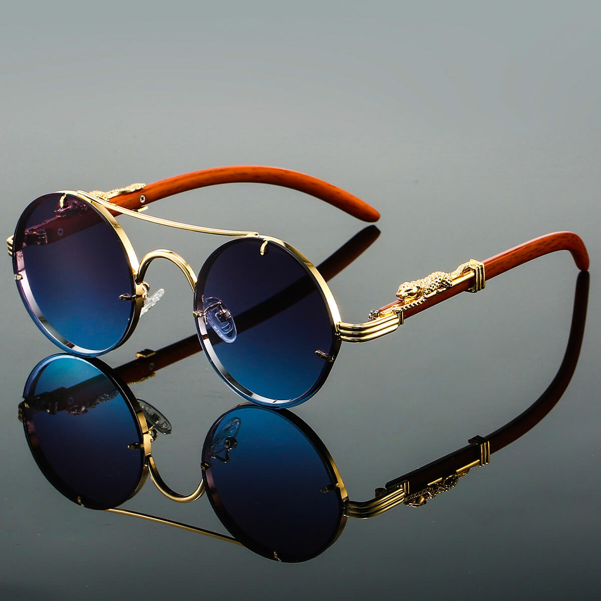 Panthera Onca Vintage Round Sunglasses