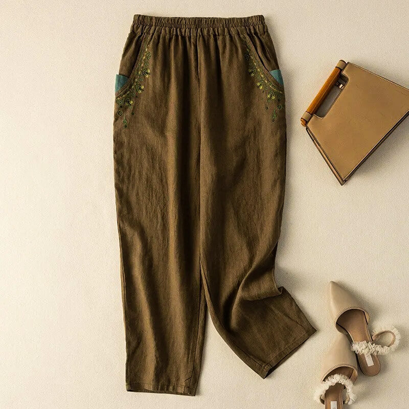 Relaxed Fit Embroidered Harem Pants for Women – Comfortable Stylish Casual Wear