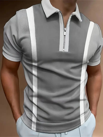Men's Polo Shirt – Slim Fit – Short Zipper – Stretchable and Breathable Fabric