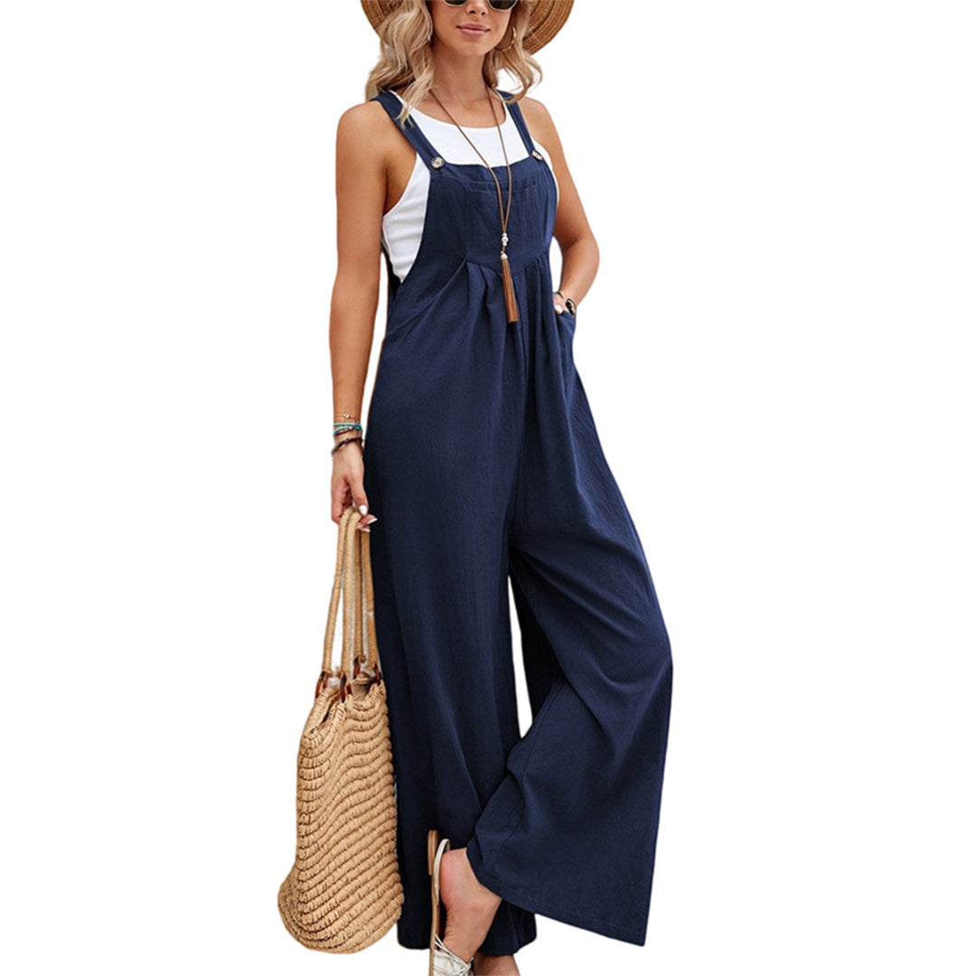 Women's Jumpsuit - Wide Legs - Sleeveless with Adjustable Straps - Light and Breathable