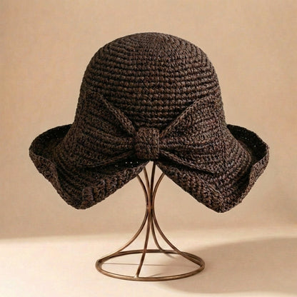 Woven Bow Sun Hat for Women – Elegant Summer Style