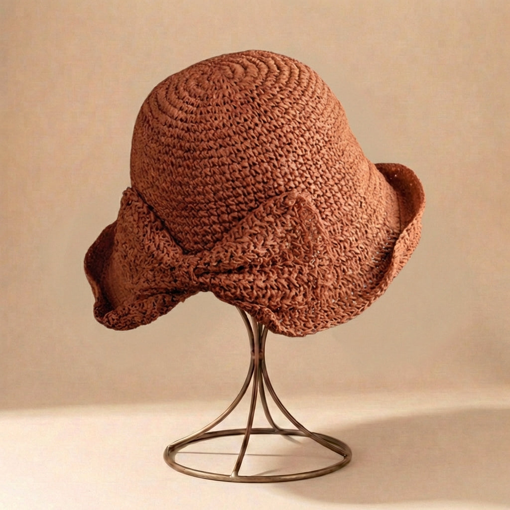 Woven Bow Sun Hat for Women – Elegant Summer Style