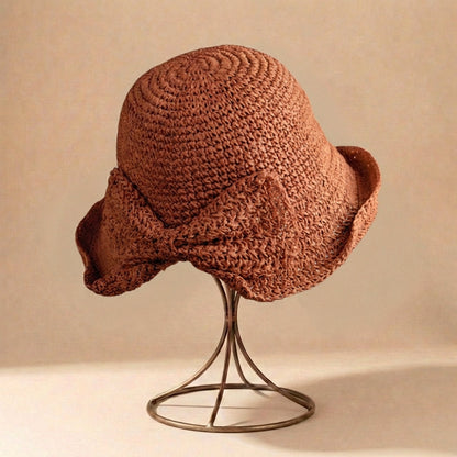 Woven Bow Sun Hat for Women – Elegant Summer Style