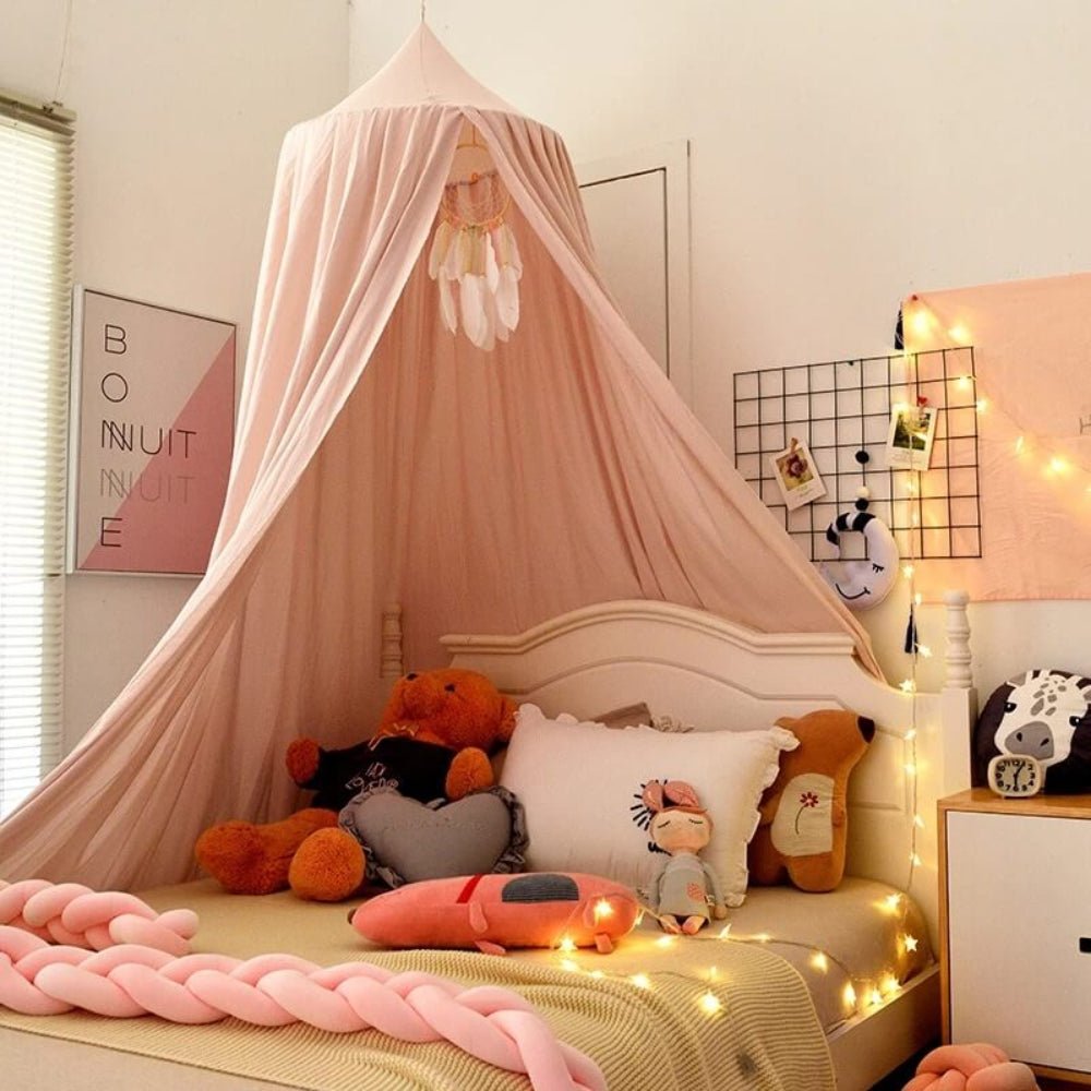 Bohemian Soft Fabric Bed Canopy with Dreamcatcher