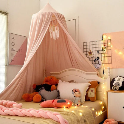 Bohemian Soft Fabric Bed Canopy with Dreamcatcher