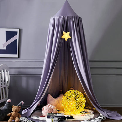 Bohemian Soft Fabric Bed Canopy with Dreamcatcher