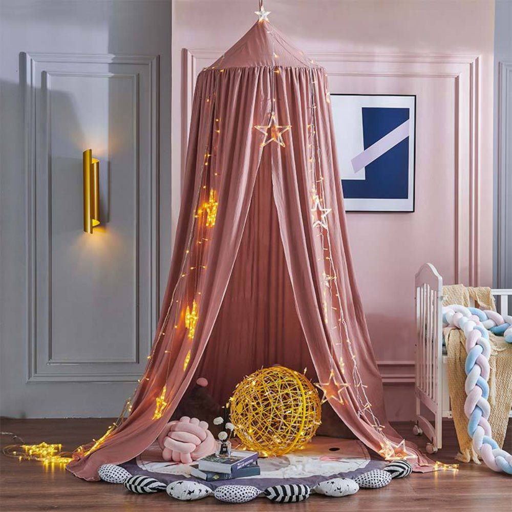 Bohemian Soft Fabric Bed Canopy with Dreamcatcher