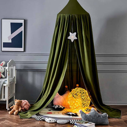 Bohemian Soft Fabric Bed Canopy with Dreamcatcher