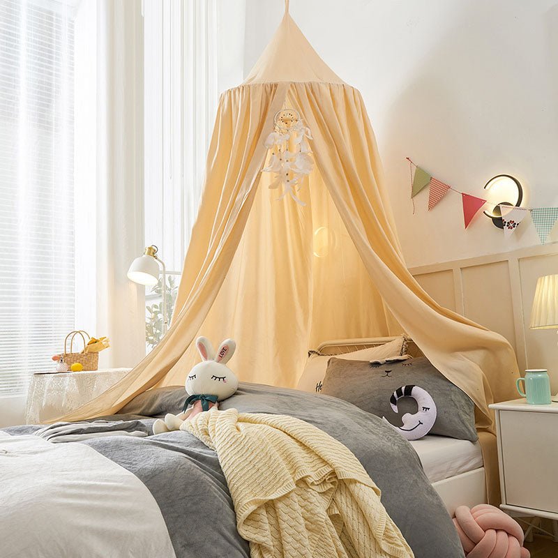 Bohemian Soft Fabric Bed Canopy with Dreamcatcher