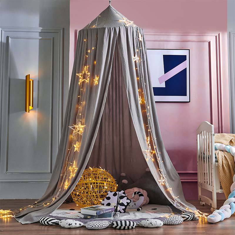 Bohemian Soft Fabric Bed Canopy with Dreamcatcher