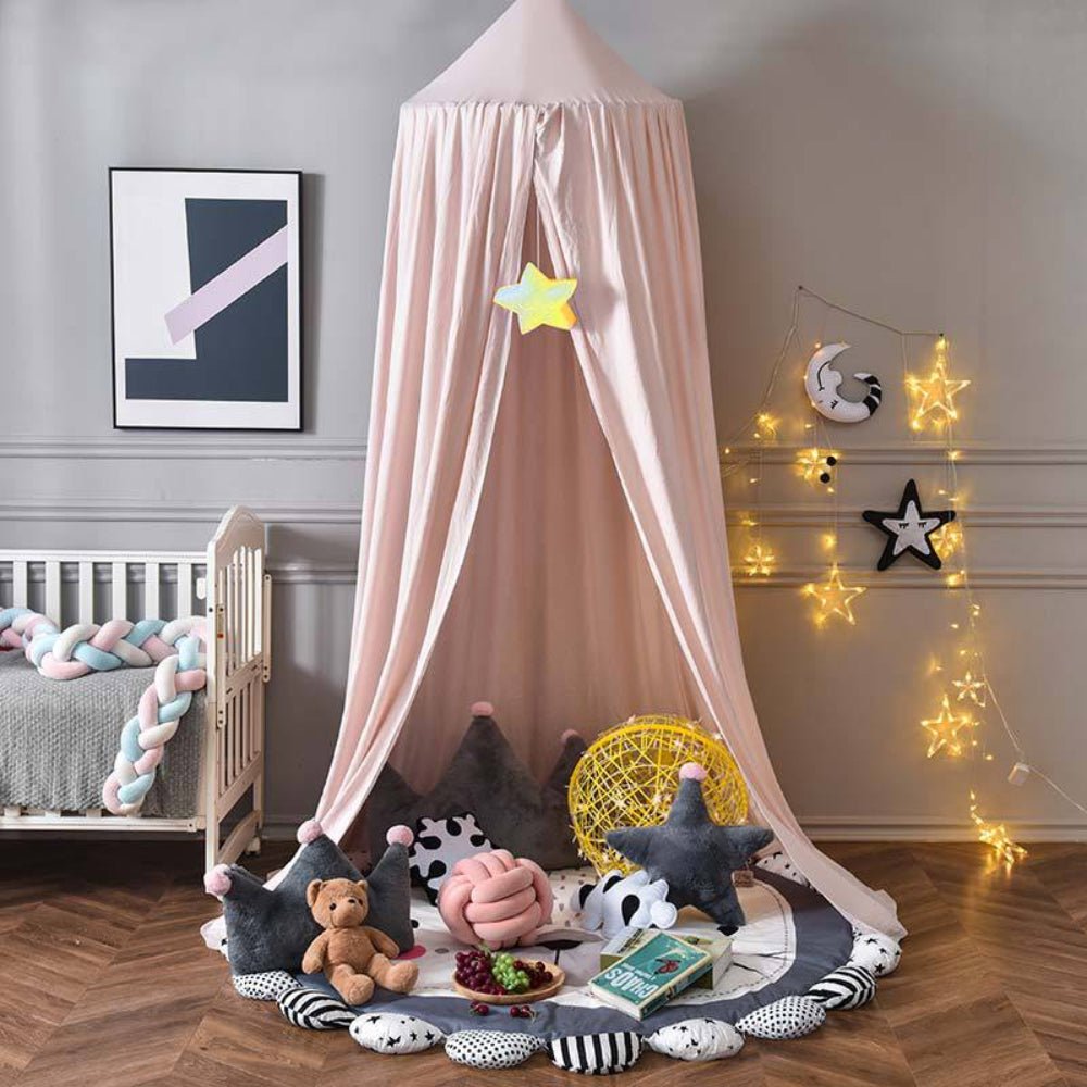 Bohemian Soft Fabric Bed Canopy with Dreamcatcher