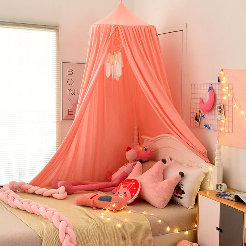 Bohemian Soft Fabric Bed Canopy with Dreamcatcher