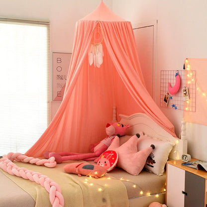 Bohemian Soft Fabric Bed Canopy with Dreamcatcher
