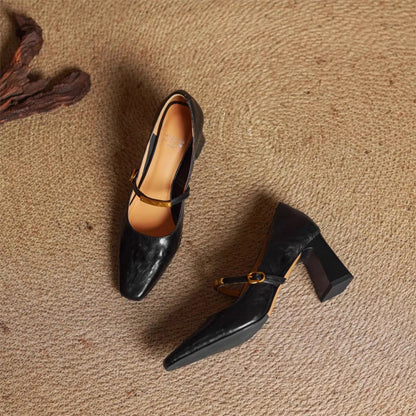 Freya Mary Jane Heels | Square Toe Block Heel