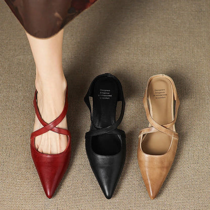 Amelia Pointed-Toe Flats | Criss-Cross Straps Mule Pointed-Toe Flats