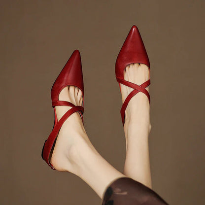 Amelia Pointed-Toe Flats | Criss-Cross Straps Mule Pointed-Toe Flats