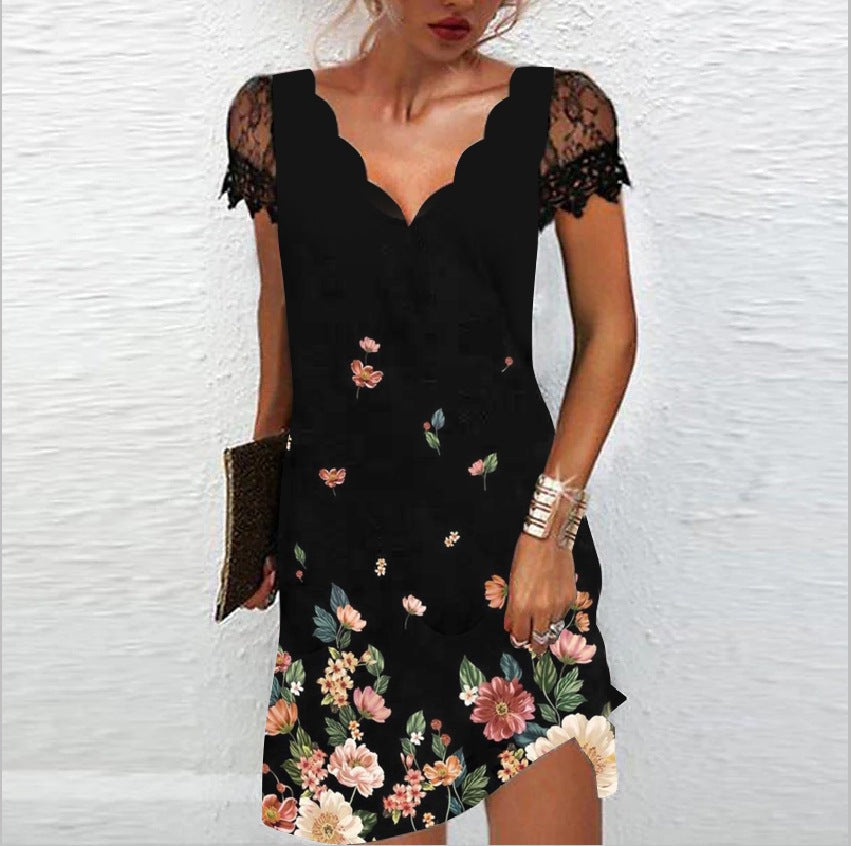 Dress for Women – Slim Fit Midi – Lace Sleeves – Sculpted Neckline – Elegant Cut