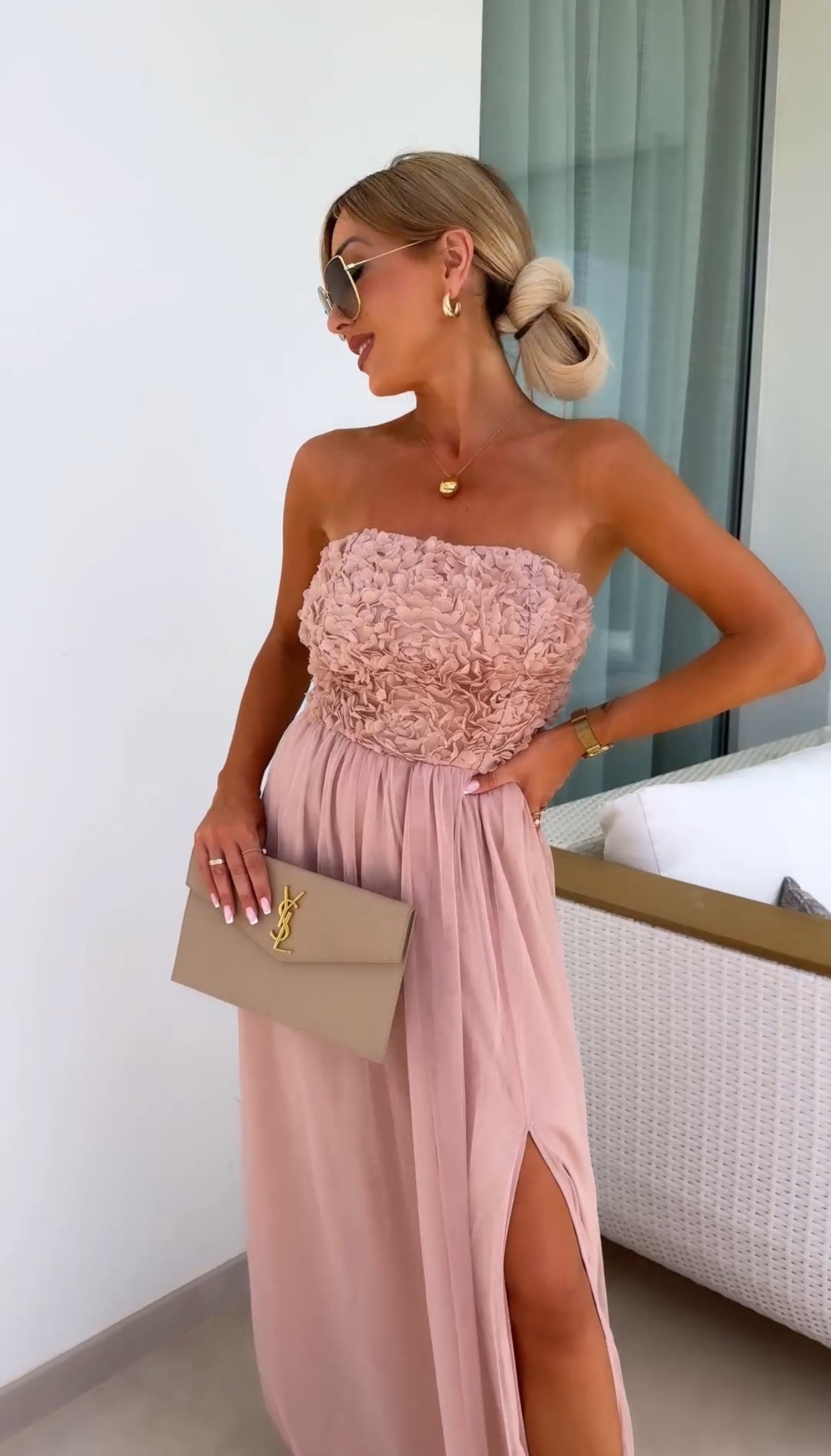 Amélie - Strapless Maxi Dress with Lace