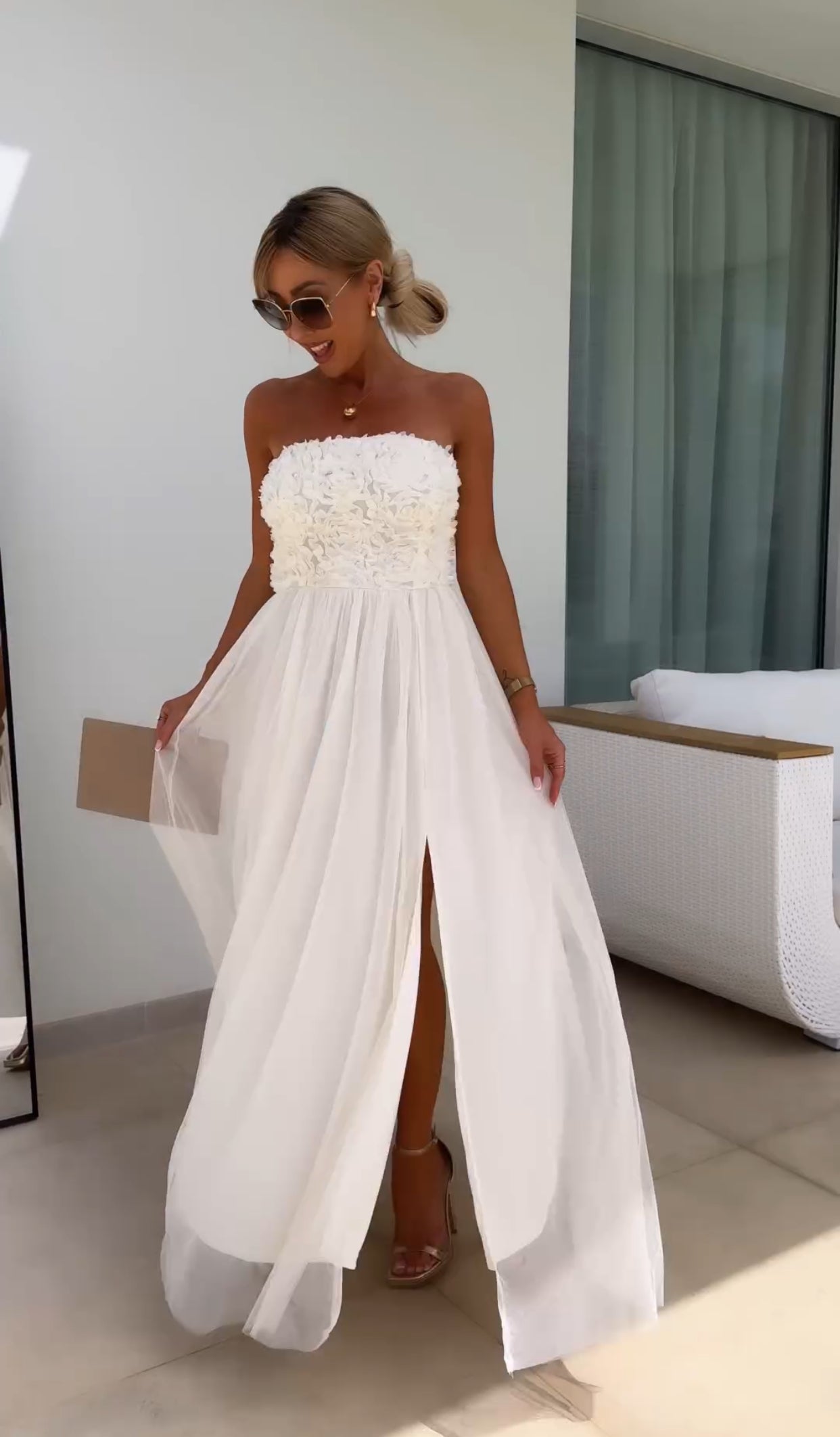 Amélie - Strapless Maxi Dress with Lace