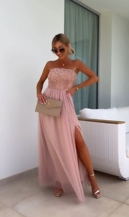 Amélie - Strapless Maxi Dress with Lace
